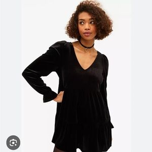 Monki black velvet mini/babydoll dress